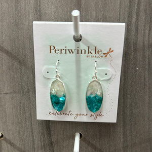 Turquoise and White Oval Earrings