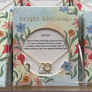 Gold Twisted Double Circle Bright Blessings Necklace - Sister
