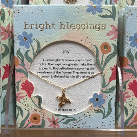 Gold Hummingbird Bright Blessings Necklace - Joy