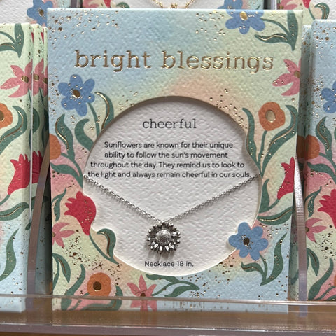 Silver Sunflower Bright Blessings Necklace - Cheerful