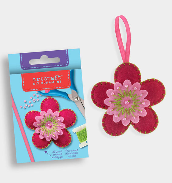 Pink Flower DIY Felt Ornament Kit
