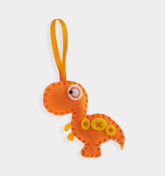 Orange Dinosaur DIY Felt Ornament Kit