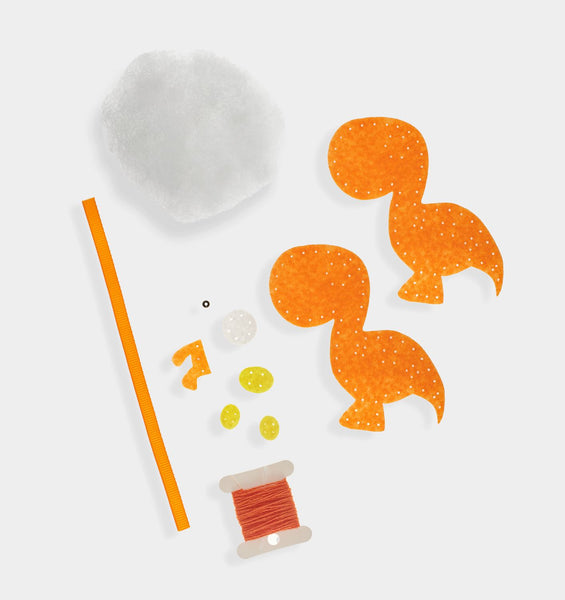 Orange Dinosaur DIY Felt Ornament Kit