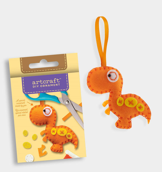 Orange Dinosaur DIY Felt Ornament Kit