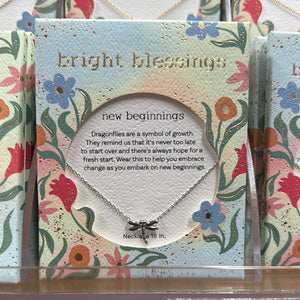 Silver Dragonfly Bright Blessings Necklace - New Beginnings