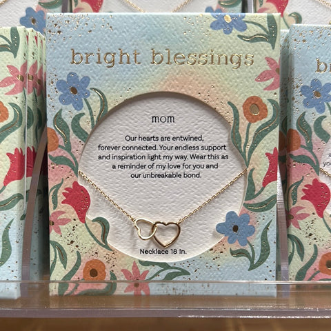 Gold Two Hearts Bright Blessings Necklace - Mom