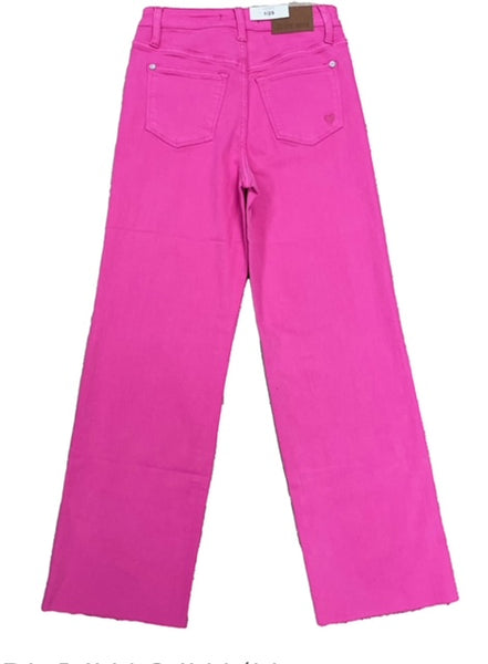 Hot Pink High Waist Garment Dyed 90s Straight Leg Jean CLOSEOUT