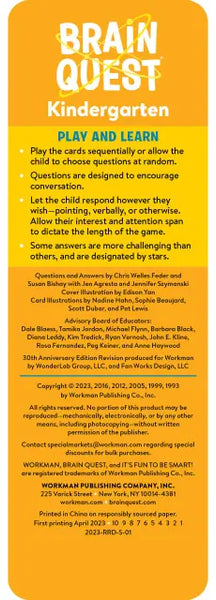 Brain Quest Smart Cards - Kindergarten