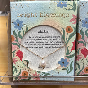 Gold Single Pearl Bright Blessings Necklace - Wisdom