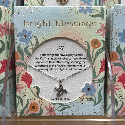 Silver Hummingbird Bright Blessings Necklace - Joy