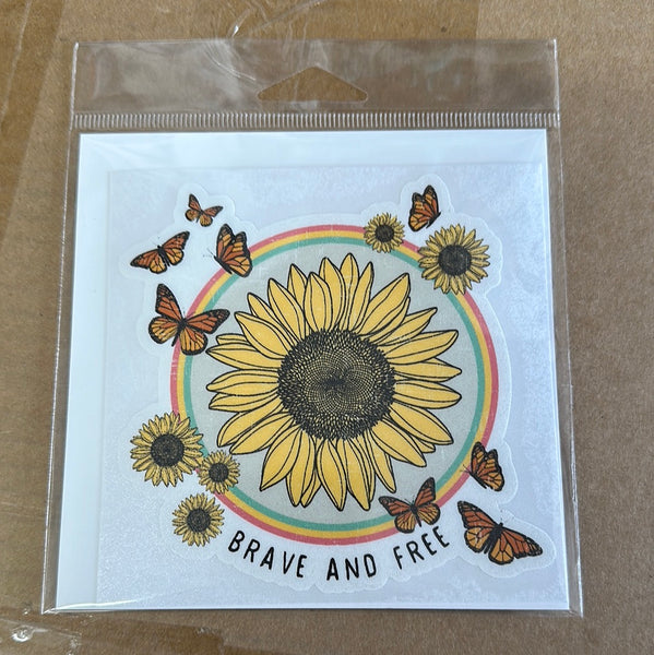 Brave and Free Sunflower Sticker