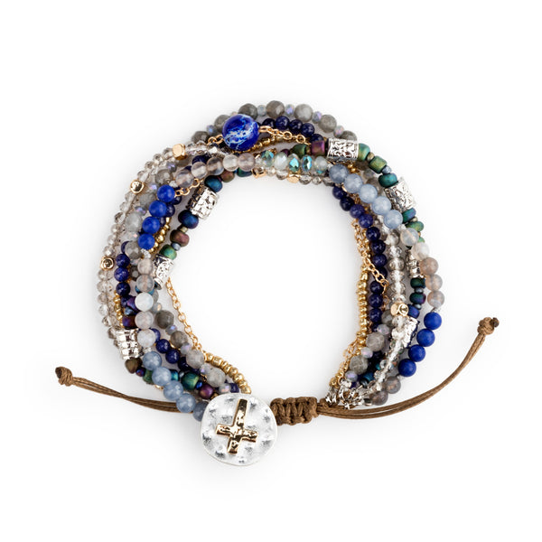 Indigo Beaded Prayer Bracelet