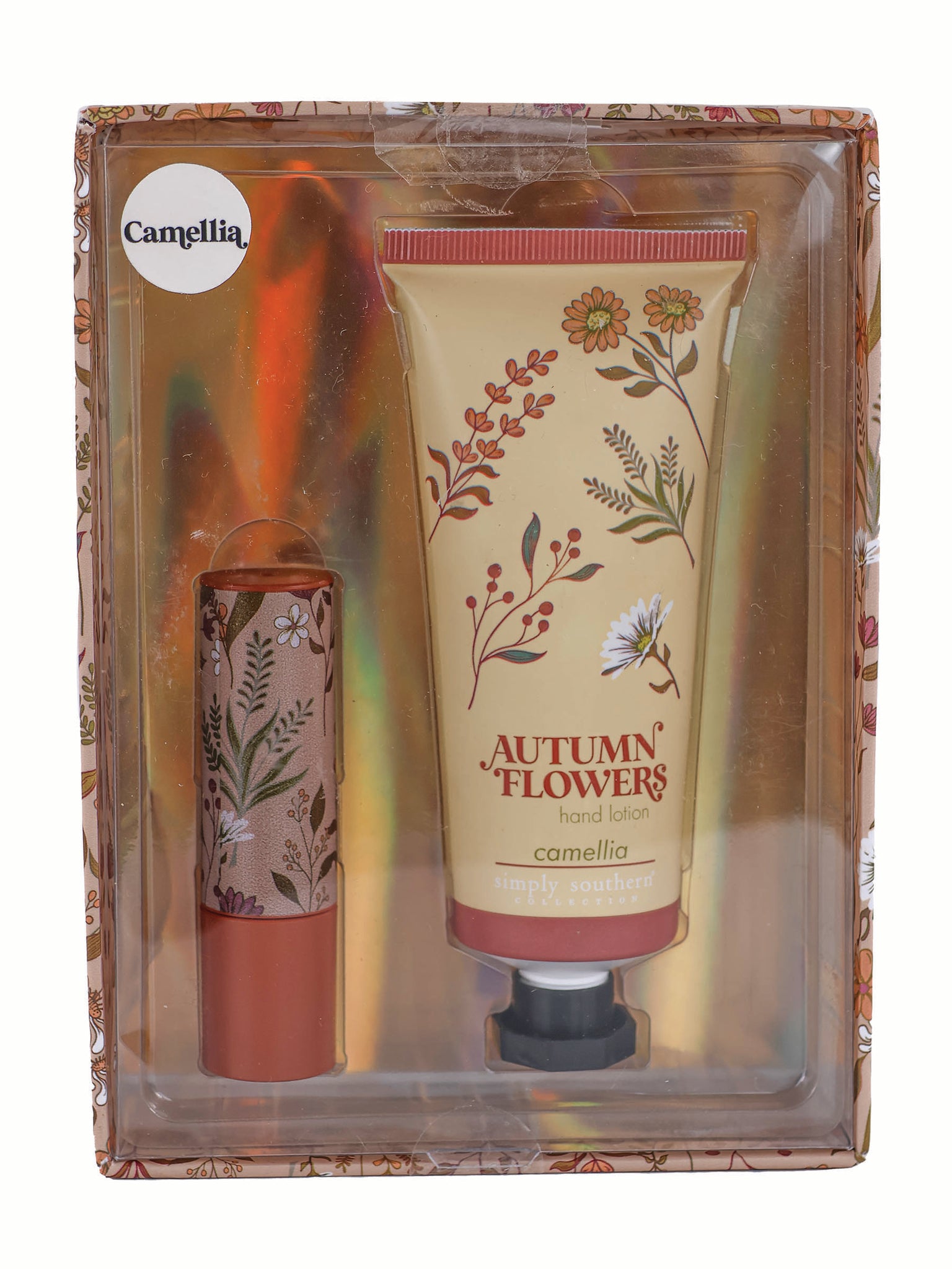 Autumn Flowers Lip Balm and Hand Lotion Set