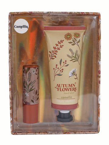 Autumn Flowers Lip Balm and Hand Lotion Set