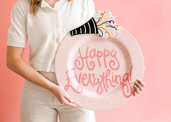 Pink Small Dot Big Happy Everything Round Platter