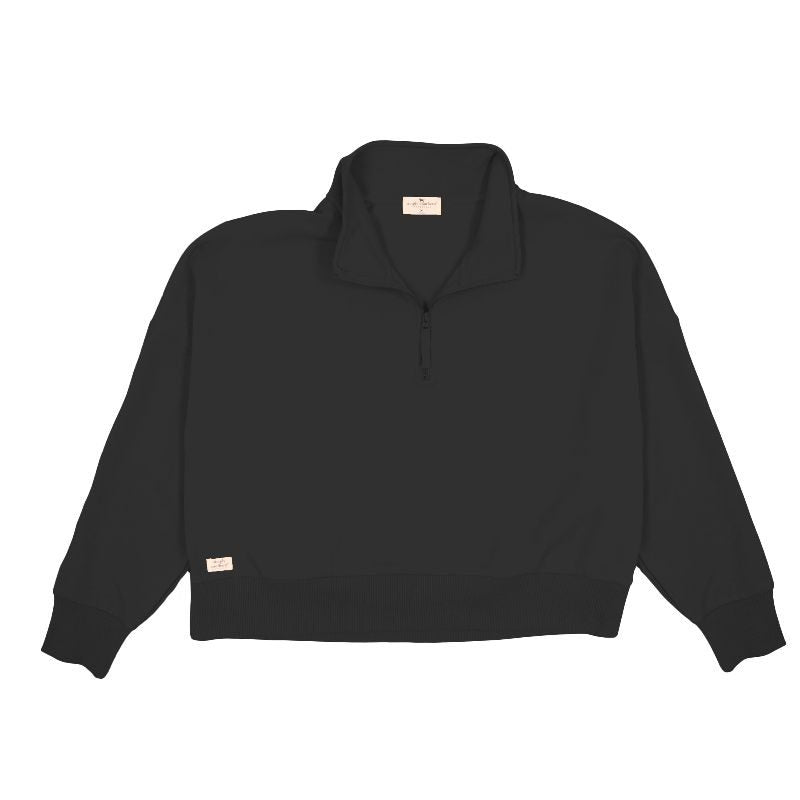Black Cropped Quarter Zip Pullover