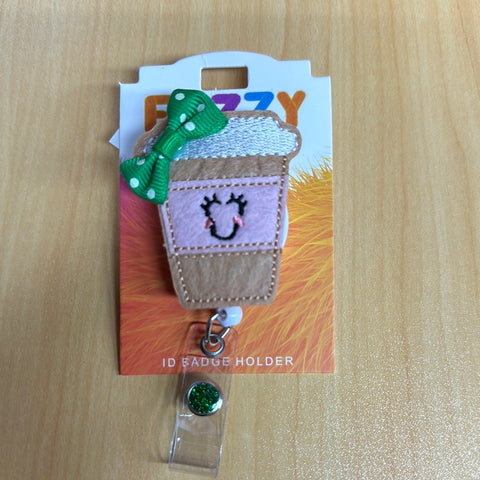Coffee Fuzzy Buddy Badge Reel