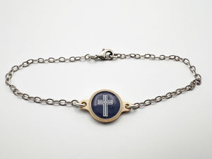 Tap to Pray 14K Gold-Plated Bracelet - Slate Cross