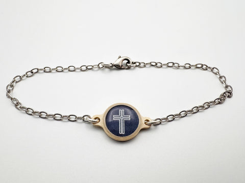 Tap to Pray 14K Gold-Plated Bracelet - Slate Cross
