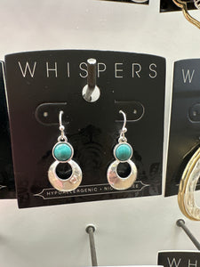 Whispers Silver Circle Dangle w/Turquoise Earrings