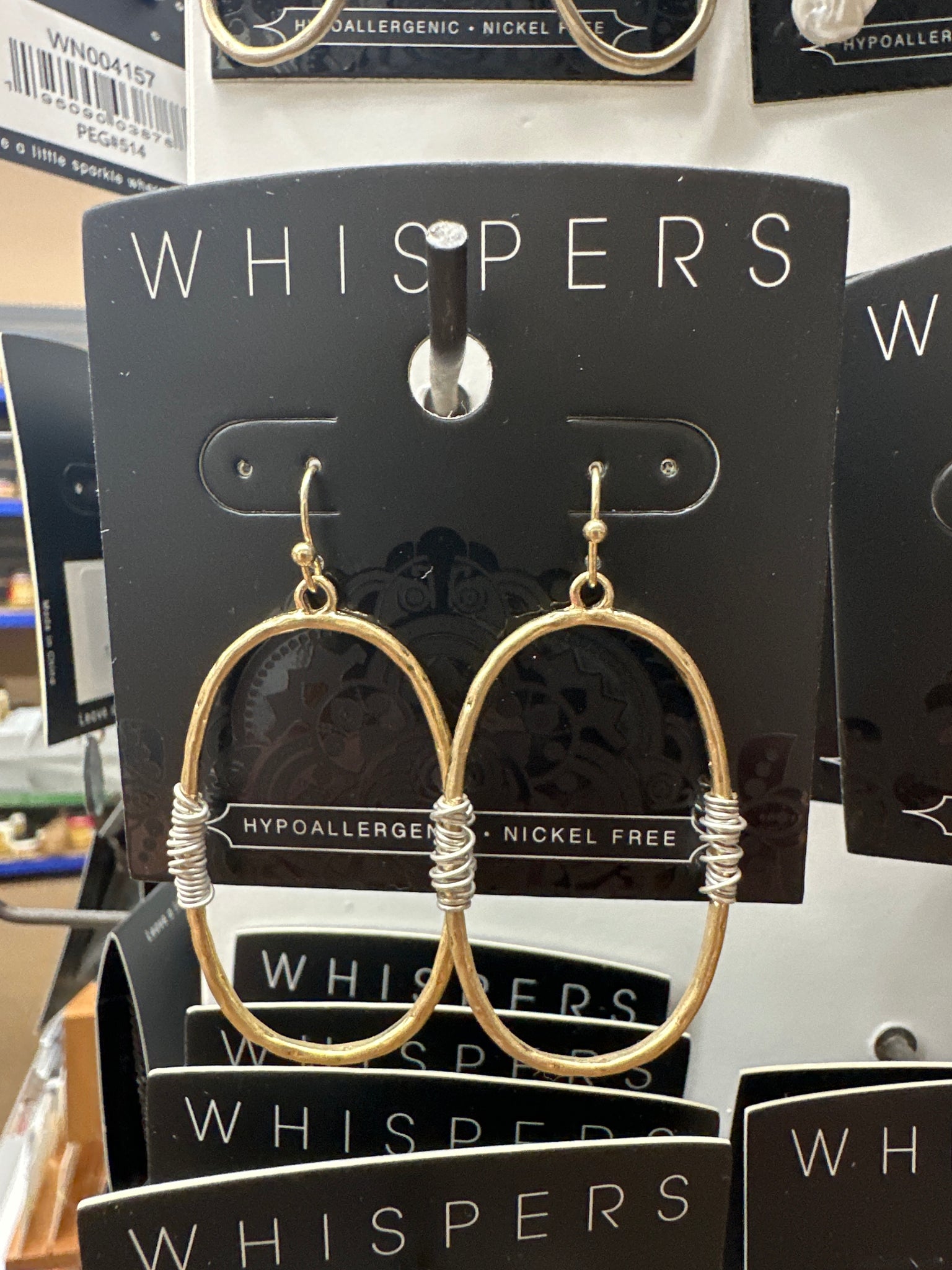 Whispers Oval with Wire Wrap Earrings