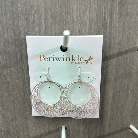 Silver Open Lotus Drop Earrings