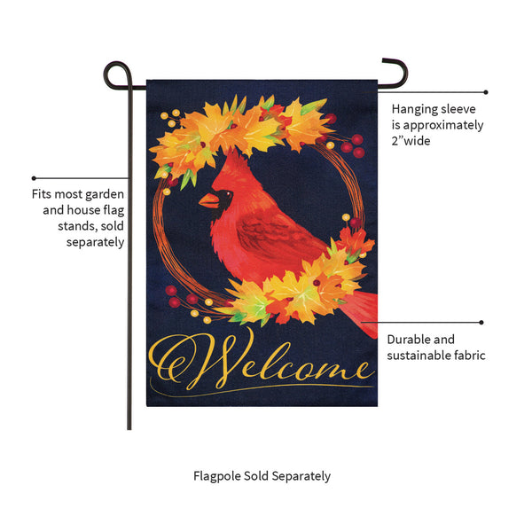 Fall Cardinal Wreath Garden Flag