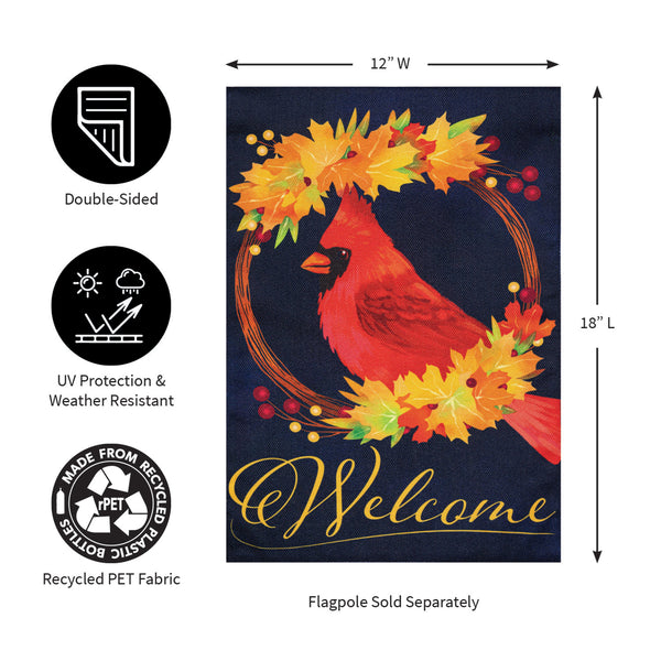 Fall Cardinal Wreath Garden Flag