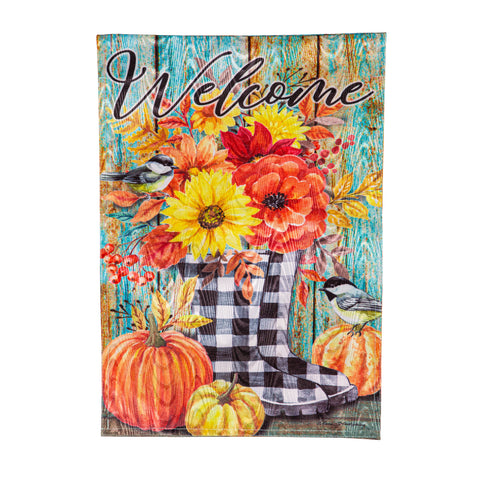 Fall Welcome Boots Garden Flag