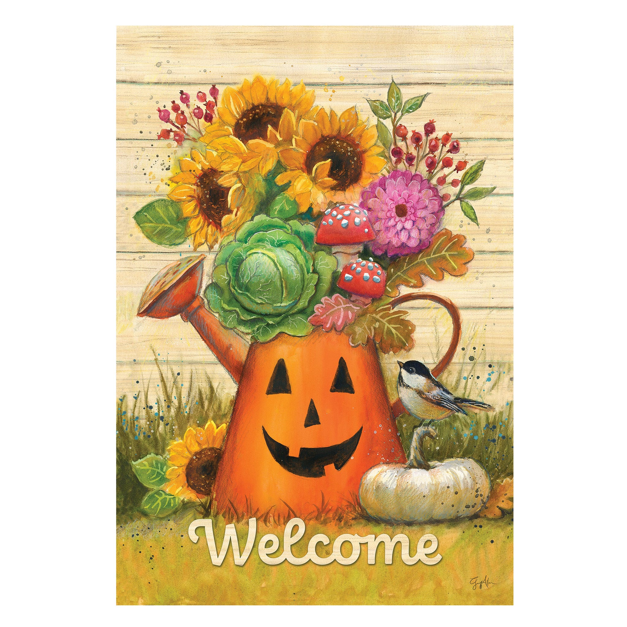 Halloween Watering Can Garden Flag