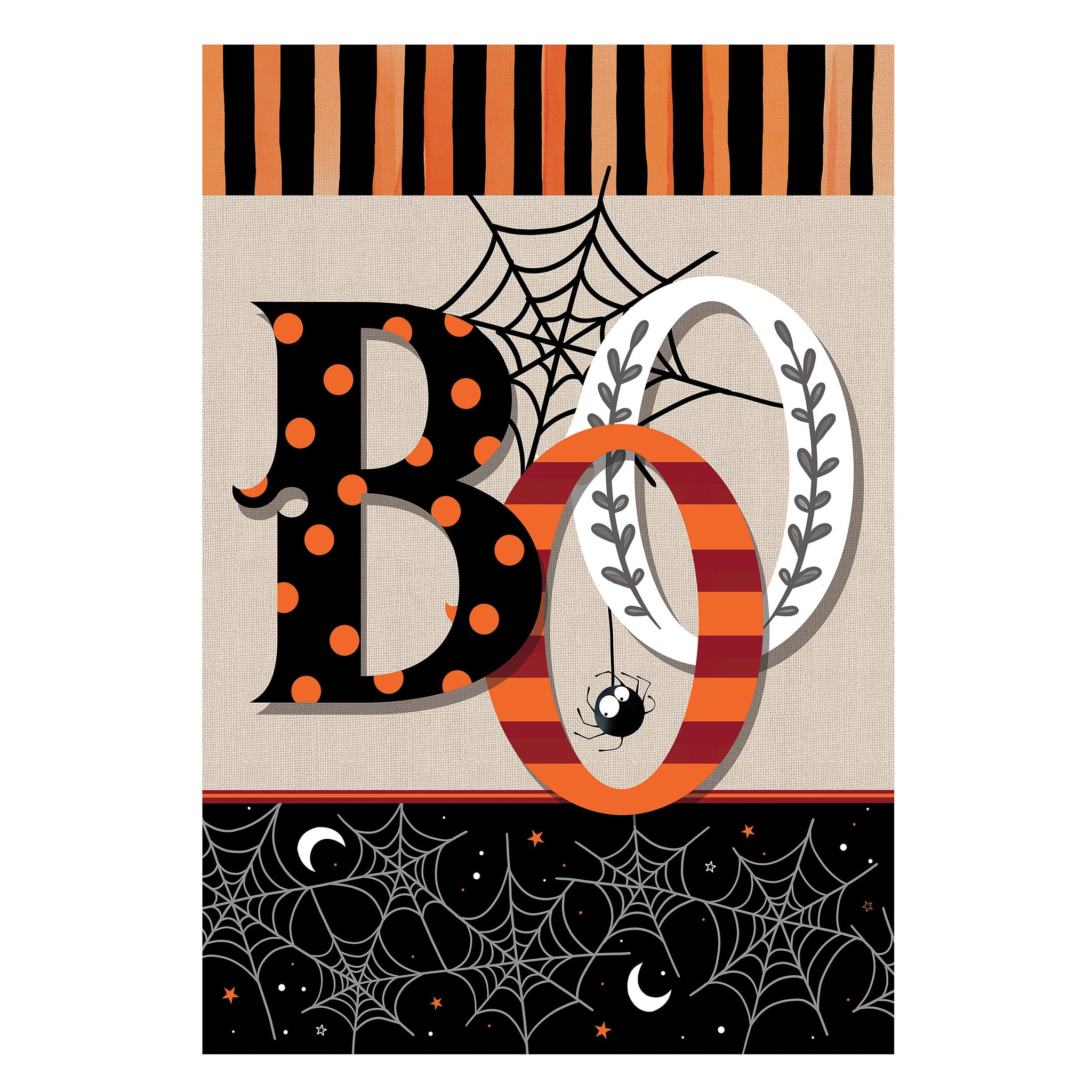 Polka Dot & Stripes BOO Garden Flag