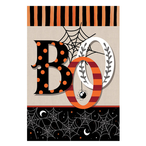 Polka Dot & Stripes BOO Garden Flag