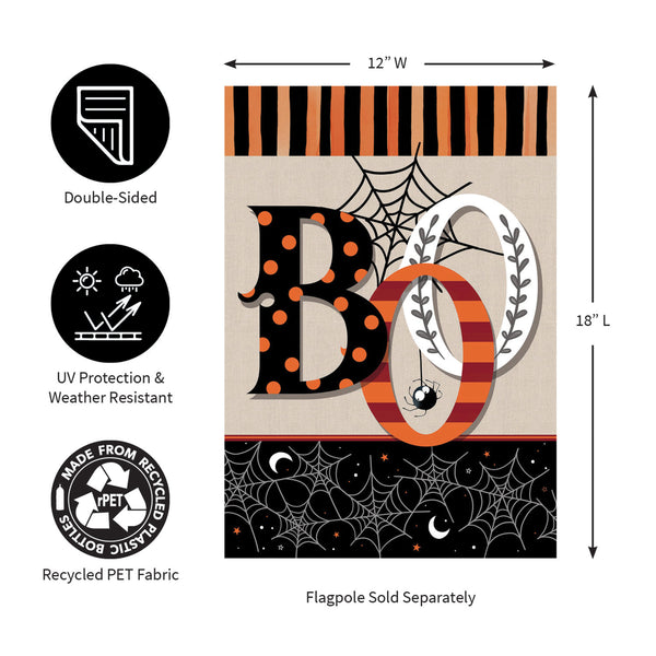 Polka Dot & Stripes BOO Garden Flag