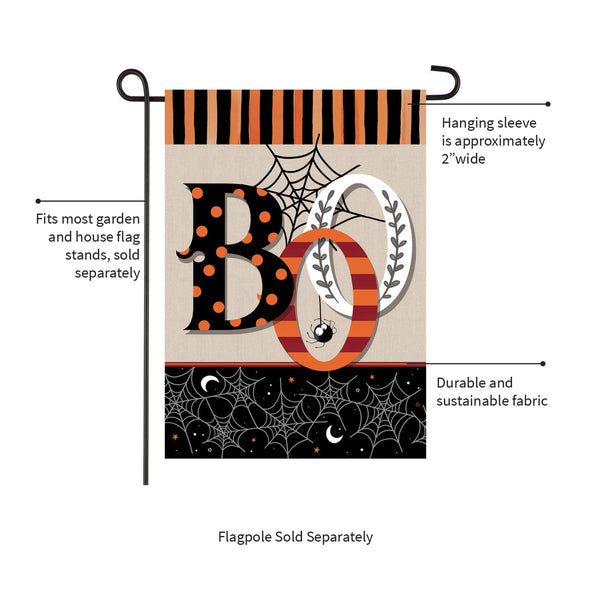 Polka Dot & Stripes BOO Garden Flag