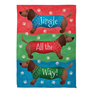Jingle All the Way Dachsund Garden Flag