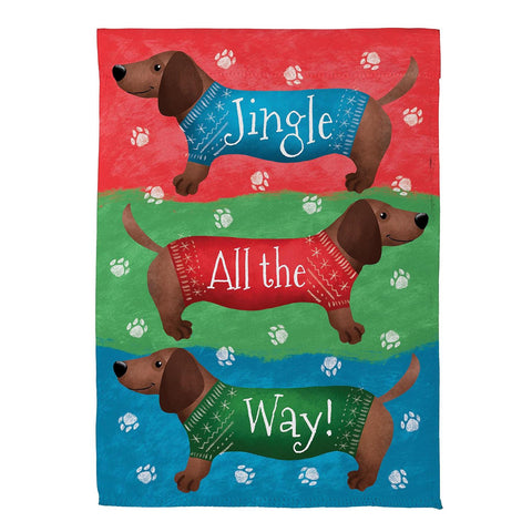 Jingle All the Way Dachsund Garden Flag