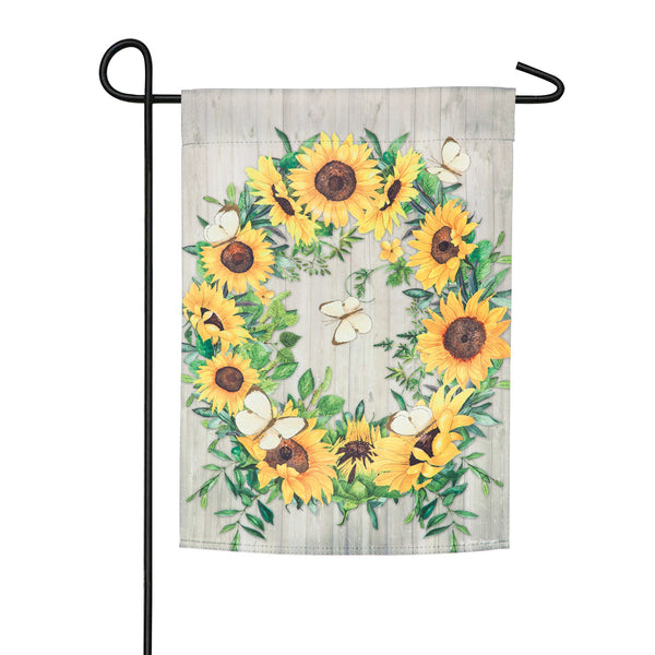 Sunflower Wreath Garden Flag
