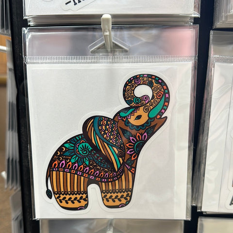 Brown & Tan Face Up Elephant Sticker