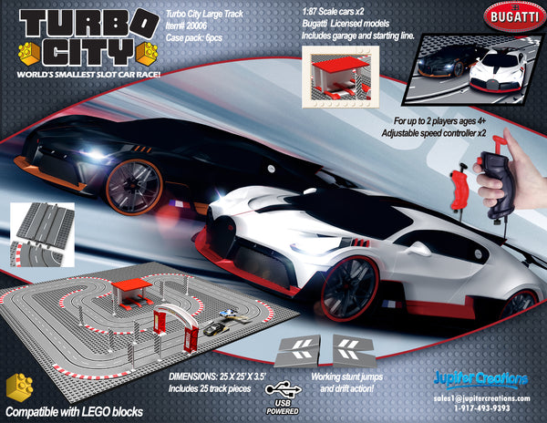Turbo City Large Track w/ Bugatti Cars & Ramps