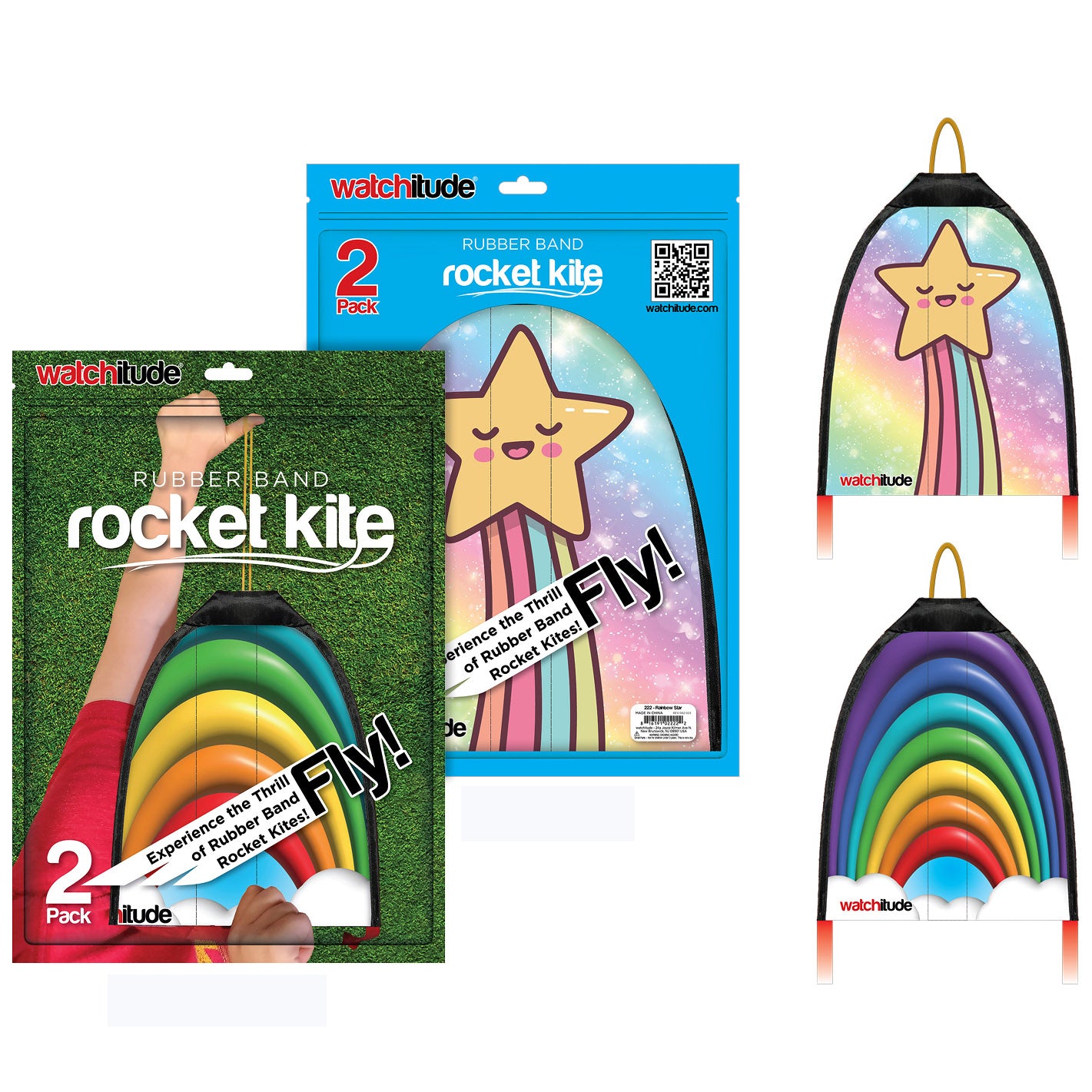 Shooting Star & Rainbow Rubber Band Rocket Kite