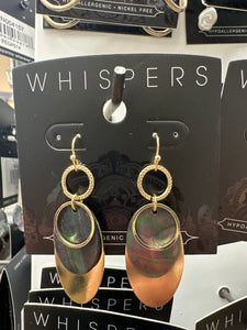 Whispers Gold Overlay w/Abalone Dangle Earrings