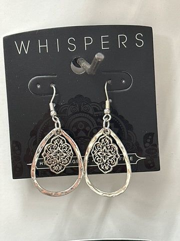 Whispers Silver Flower Teardrop Earrings