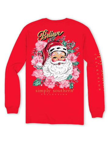 Floral Santa LS Tee