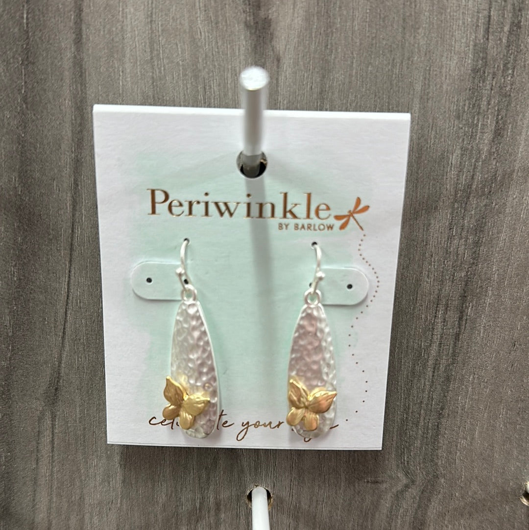 Two Tone Hammered Butterfly Earrings