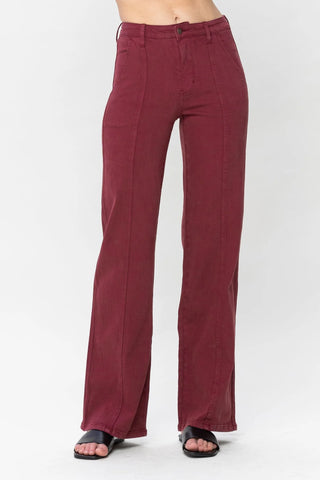 Burgundy Front Seam Straight Leg Jeans CLOSEOUT