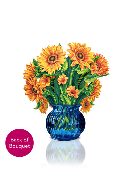 Sunflowers - Blue Vase Pop-Up Flower Bouquet