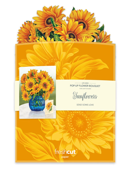 Sunflowers - Blue Vase Pop-Up Flower Bouquet