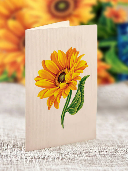 Sunflowers - Blue Vase Pop-Up Flower Bouquet