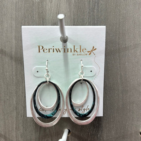 Silver & Patina Ovals Earrings