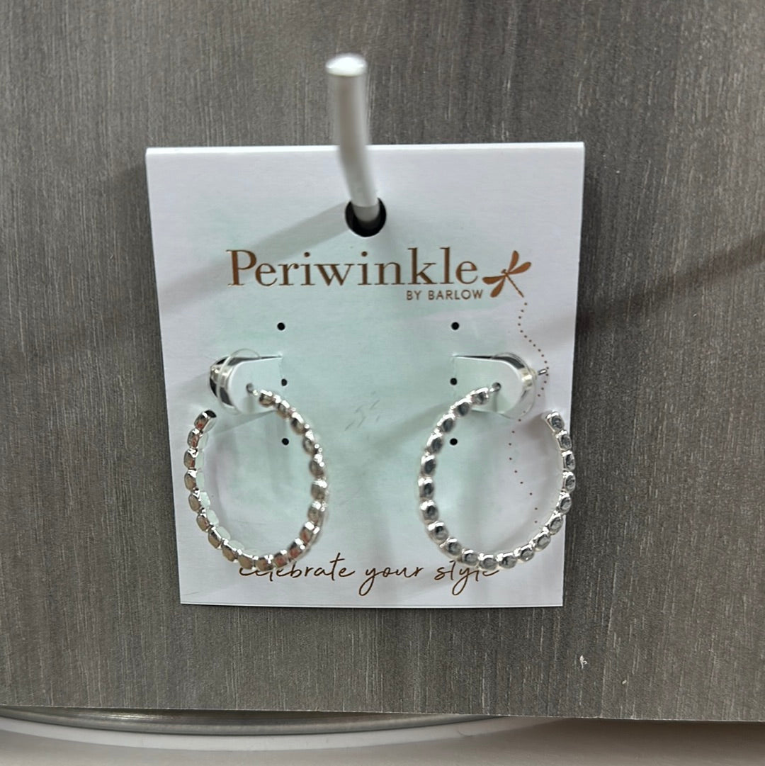 Silver Beaded Hoops Earrings